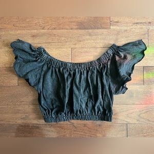 UO ruffle sleeve crop top